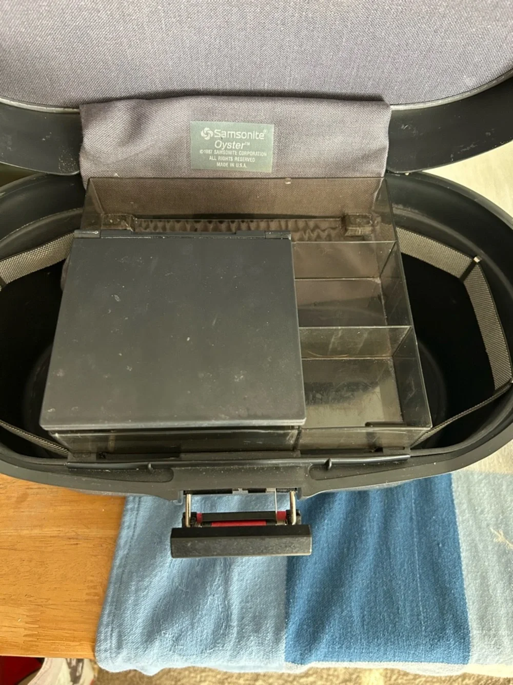 Samsonite Black Hard Shell Camera Case with Handle and Red Accent